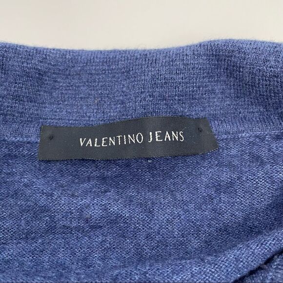 Vintage Valentino Wool Blend Polo Sweater Blue - Picture 10 of 13
